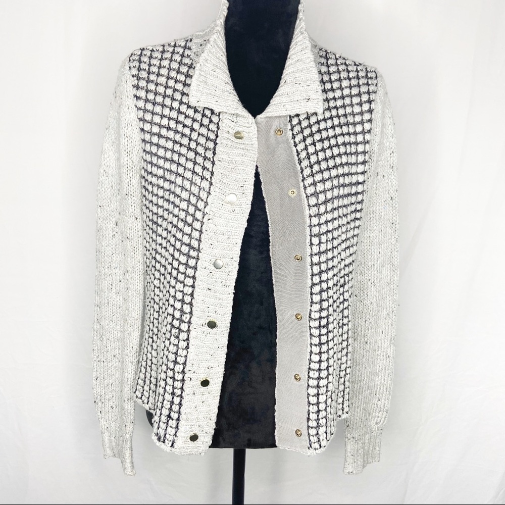 Cabi gray knitted acrylic / cotton snap cardigan S - Picture 5 of 7
